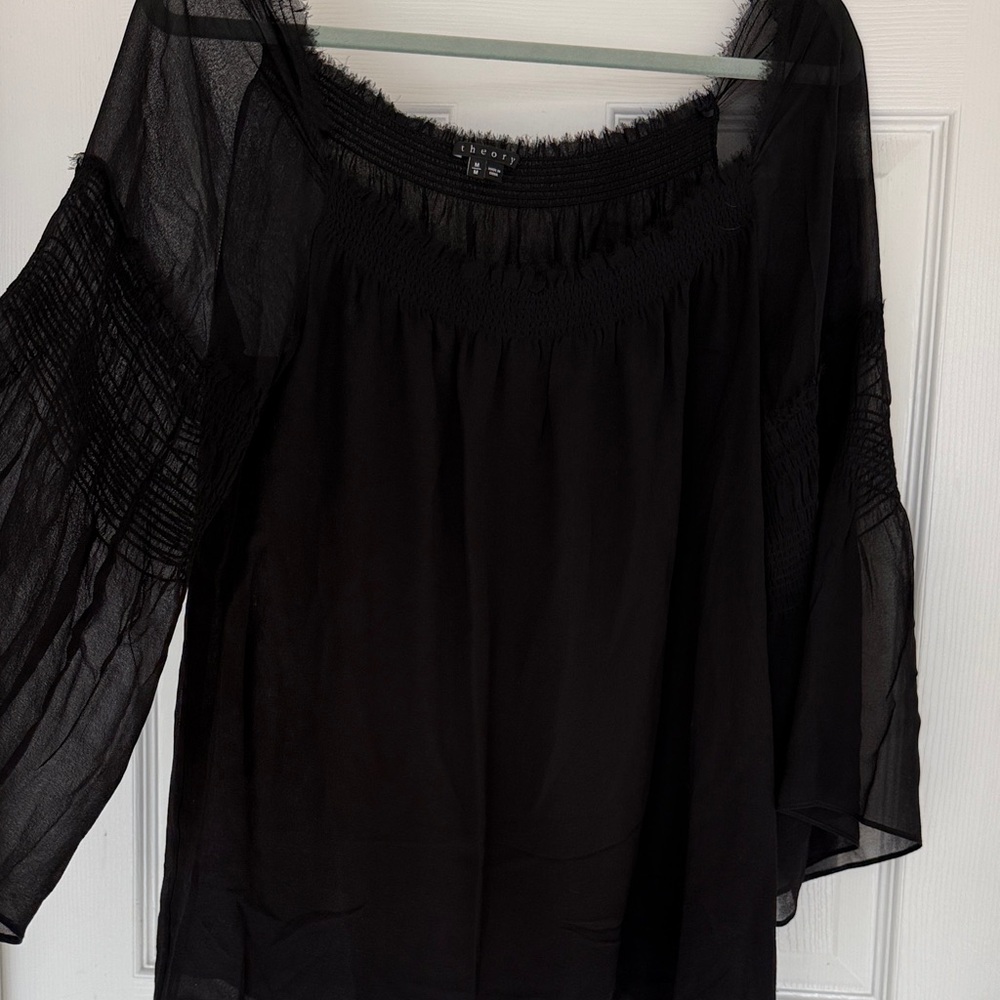 Theory bell sleeve Elegant Black Sheer Women's Top size M